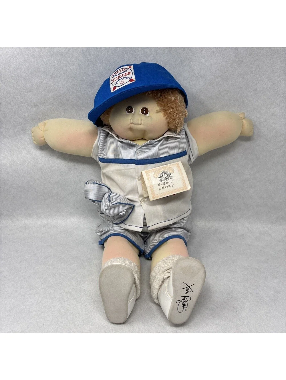 Soft Sculpture Cabbage Patch Kid Little People Signed Xavier Roberts w/ Name Tag